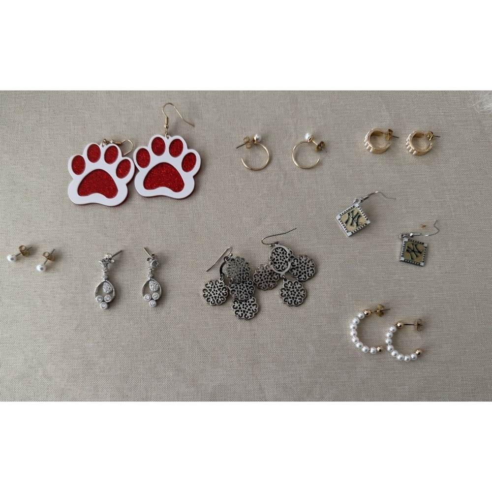 Lot of 8 Fashion Earrings Mixed Styles Pearl Hoops Dangle Stud Y2K‎ Boho